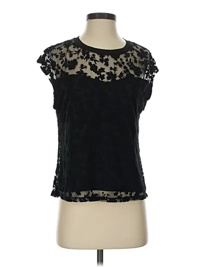 Pre-owned Laundry By Shelli Segal Short Sleeve Top Black Keyhole Neckline Tops