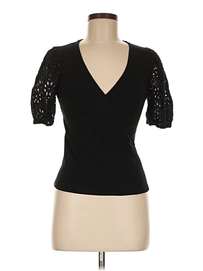 Pre-owned Laundry By Shelli Segal Short Sleeve Top Black Sweetheart Neckline Tops