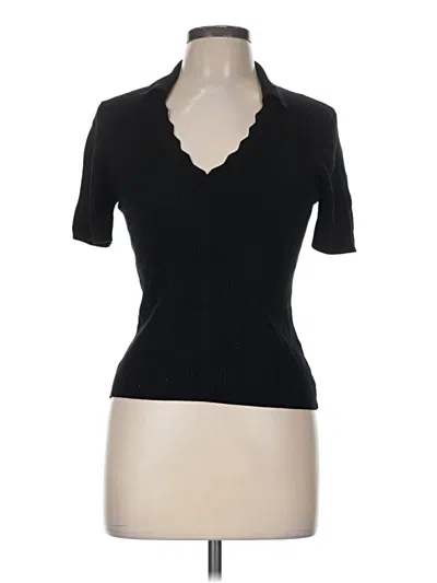 Pre-owned Laundry By Shelli Segal Short Sleeve Top Black Sweetheart Neckline Tops