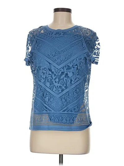 Pre-owned Laundry By Shelli Segal Short Sleeve Top Blue Keyhole Neckline Tops