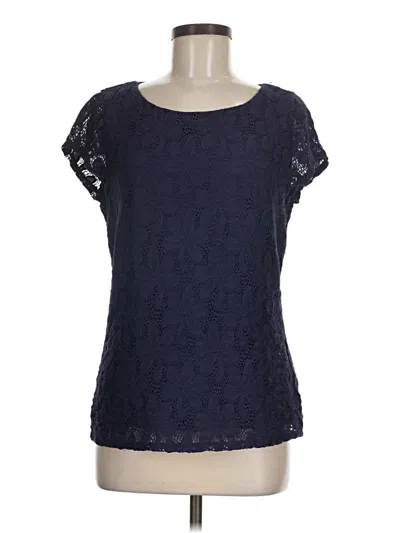 Pre-owned Laundry By Shelli Segal Short Sleeve Top Blue Scoop Neck Tops