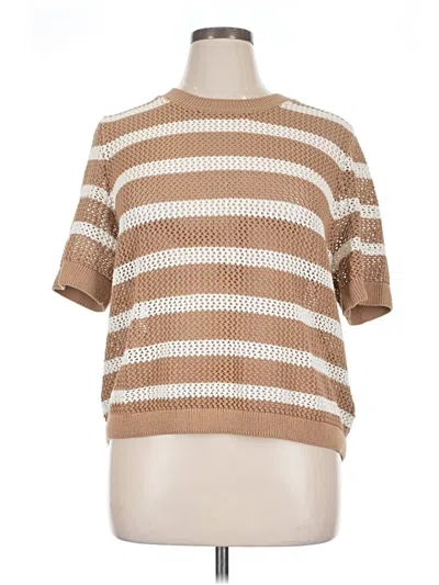 Pre-owned Laundry By Shelli Segal Short Sleeve Top Brown Mock Neckline Tops
