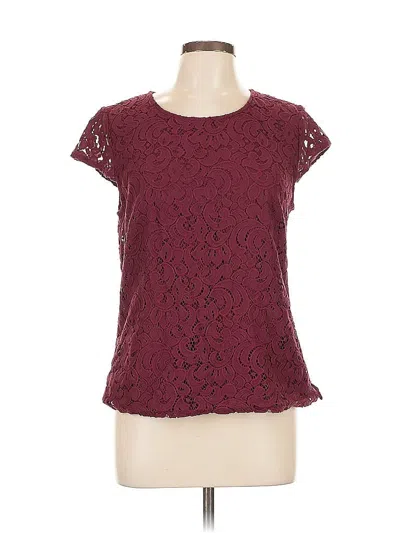 Pre-owned Laundry By Shelli Segal Short Sleeve Top Burgundy Keyhole Neckline Tops
