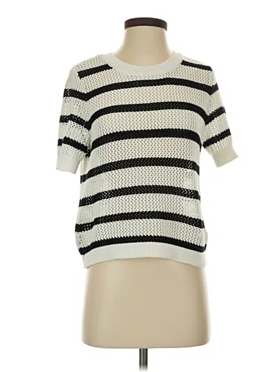 Pre-owned Laundry By Shelli Segal Short Sleeve Top Ivory Boatneck Tops