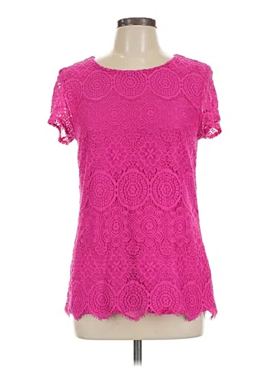 Pre-owned Laundry By Shelli Segal Short Sleeve Top Pink Sweetheart Neckline Tops