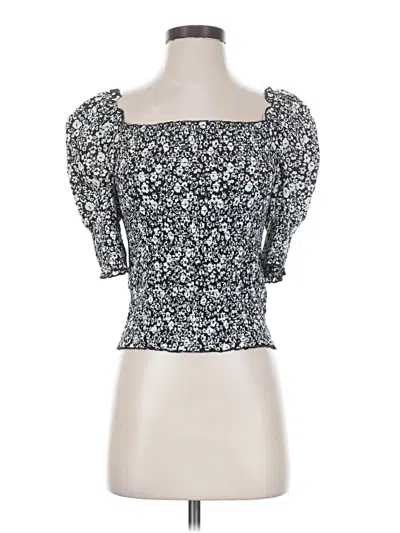 Pre-owned Laundry By Shelli Segal Short Sleeve Top Silver Sweetheart Neckline Tops