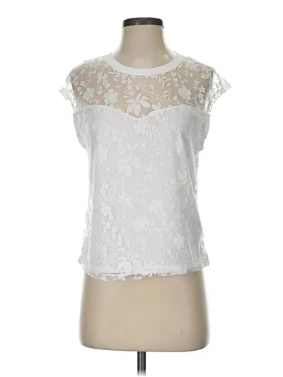 Pre-owned Laundry By Shelli Segal Short Sleeve Top White Mock Neckline Tops