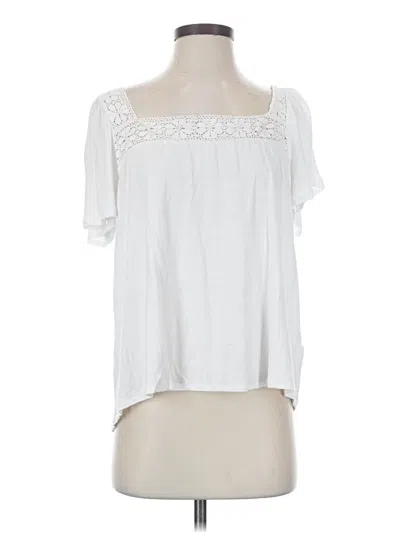 Pre-owned Laundry By Shelli Segal Short Sleeve Top White Off The Shoulder Neckline Tops