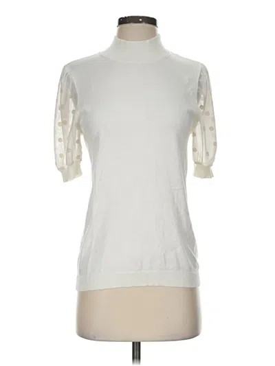 Pre-owned Laundry By Shelli Segal Short Sleeve Turtleneck In Ivory