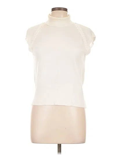 Pre-owned Laundry By Shelli Segal Short Sleeve Turtleneck In Ivory