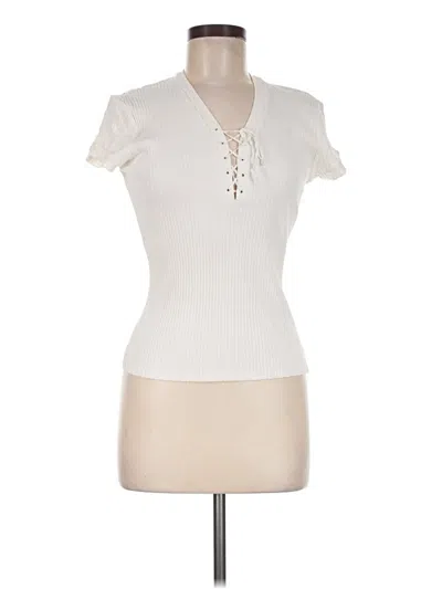 Pre-owned Laundry By Shelli Segal Short Sleeve Turtleneck In Ivory