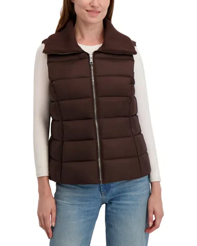 Laundry By Shelli Segal Silky Puffer Vest In Brown