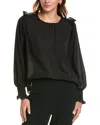 Laundry By Shelli Segal Smocked Cuff Blouse In Black