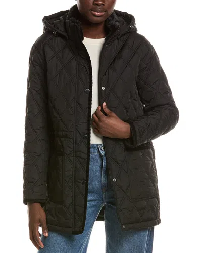Laundry By Shelli Segal Snowchic Diamond Quilt Coat In Black