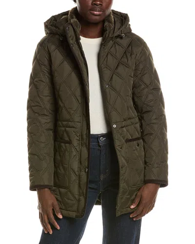 Laundry By Shelli Segal Snowchic Diamond Quilt Coat In Green