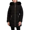 Laundry By Shelli Segal Soft Tech Puffer Jacket With Removable Faux Fur Trim Hood In Black