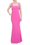 Laundry By Shelli Segal Square Neck Fishtail Gown In Azalea Pink