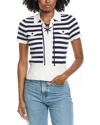 Laundry By Shelli Segal Tie Front Short Sleeve Top In Blue