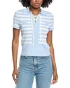 Laundry By Shelli Segal Tie Front Short Sleeve Top In Blue