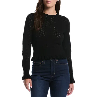 Laundry By Shelli Segal Tie Neck Collared Sweater In Black