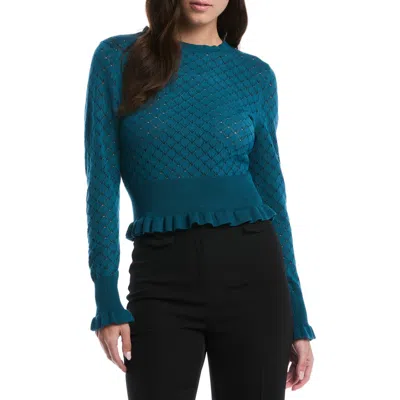 Laundry By Shelli Segal Tie Neck Collared Sweater In Blue