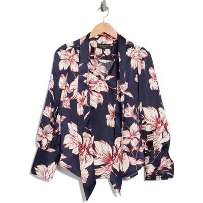 Laundry By Shelli Segal Tie Neck Top In Blue