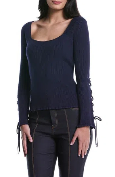 Laundry By Shelli Segal Tie Sleeve Sweater In Blue