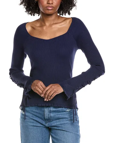Laundry By Shelli Segal Tie Sleeve Sweater In Blue