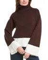 Laundry By Shelli Segal Two-tone Turtleneck Sweater In Brown