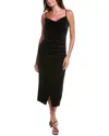 Laundry By Shelli Segal Velvet Cowl Neck Midi Dress In Black