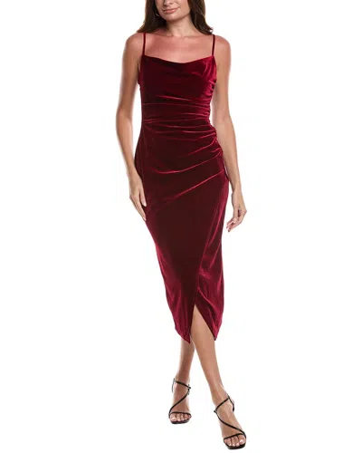 Laundry By Shelli Segal Velvet Cowl Neck Midi Dress In Red