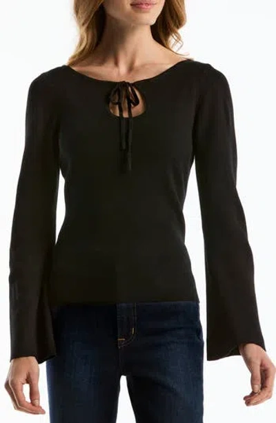 Laundry By Shelli Segal Wide Neck Keyhole Sweater In Black