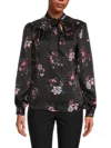 Laundry By Shelli Segal Women's Animal Print Blouse In Black Floral