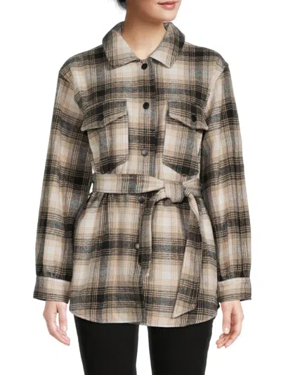 Laundry By Shelli Segal Women's Check Shirt Jacket In Mink Plaid