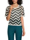 Laundry By Shelli Segal Zigzag Crocheted Sweater In Black Marshmallow