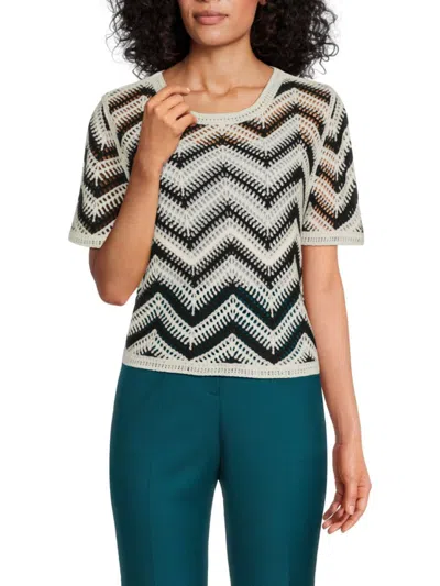 LAUNDRY BY SHELLI SEGAL WOMEN'S CHEVRON CROCHET SWEATER