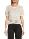 Laundry By Shelli Segal Women's Chevron Crochet Sweater In Neutral