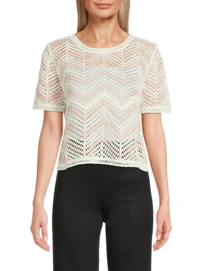 Laundry By Shelli Segal Women's Chevron Crochet Sweater In Neutral