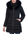 Laundry By Shelli Segal Women's Faux-fur-trim Hooded Puffer Coat In Noir