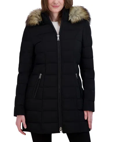 LAUNDRY BY SHELLI SEGAL WOMEN'S FAUX-FUR-TRIM HOODED PUFFER COAT