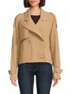 Laundry By Shelli Segal Womens Solid Cropped Shirt Jacket In Camel