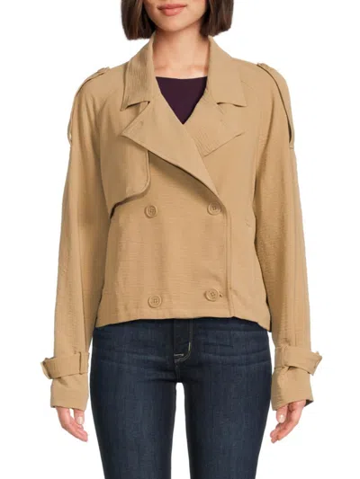 Laundry By Shelli Segal Women's Notch Lapel Epaulet Coat In Camel