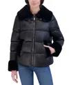 Laundry By Shelli Segal Women's Shine Faux-fur-trim Puffer Coat In Blue
