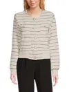 Laundry By Shelli Segal Stripe Knit Jacket In Marshmallow Black