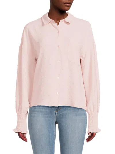 Laundry By Shelli Segal Women's Swiss Dot Button Down Shirt In Rose