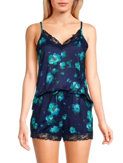 Laundry By Shelli Segal Women's Yummy 2-piece Floral Camisole & Shorts Set In Spotty Navy
