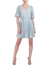 LAUNDRY BY SHELLI SEGAL WOMENS CHIFFON FLORAL PRINT FIT & FLARE DRESS