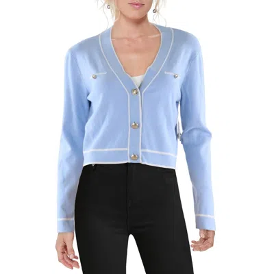 Laundry By Shelli Segal Womens Contrast Trim Knit Cardigan Sweater