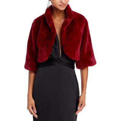 Laundry By Shelli Segal Womens Faux Fur Dressy Bolero In Red