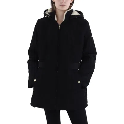 Laundry By Shelli Segal Womens Faux Fur Hooded Quilted Coat In Black